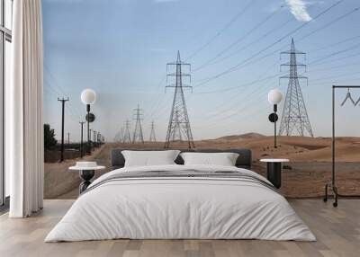 power lines in the desert Wall mural