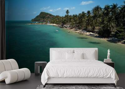 Aerial image of pristine tropical beach - Bag Por - Koh Samui island in Thailand Wall mural