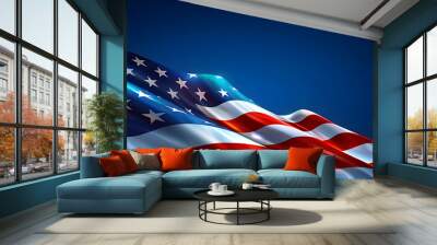 American flag background with patriotic theme for holidays and events, suitable for social media posts and advertisements. Wall mural