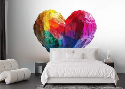 A 3D heart with a grainy, colorful look, like something from the year 2000. It has a rough texture and a light and shadow effect, making it stand out against a white background. Wall mural