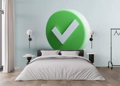 A green circle with a white checkmark. This 3D icon represents a checkmark, showing something is completed or approved. It's perfect for websites or apps, acting like a 