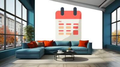 A simple calendar icon showing the date, month, and year.  It has a red and white color scheme. Wall mural