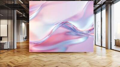 Background featuring an abstract glossy clear wave design. Wall mural