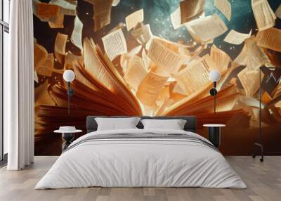 Pages turn and stories unfold, celebrating the power of literacy to open doors and ignite minds.  Wall mural