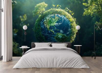 The Earth is beautiful and needs our protection. Let's work together to save our planet and keep it healthy. Wall mural