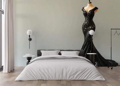 A black sequined gown on a mannequin. Wall mural