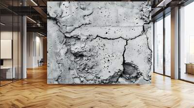 A close-up of a cracked concrete wall. Wall mural