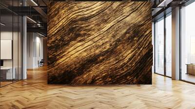 A close-up of dark wood grain with a wavy pattern. Wall mural