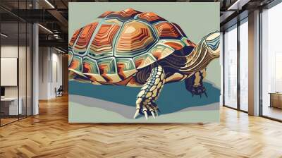 A colorful illustration of a turtle. Wall mural