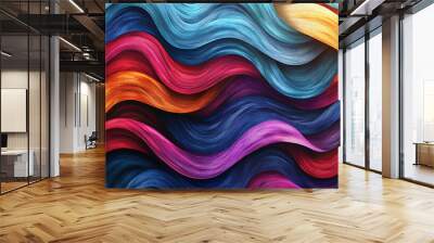 Abstract background of colorful wavy lines. Wall mural