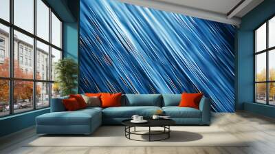 Abstract blue background with diagonal lines. Wall mural