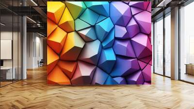 Abstract geometric background of 3D colorful blocks. Wall mural