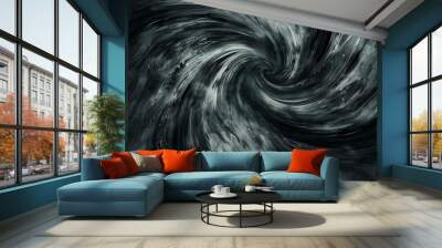 Abstract swirl pattern in dark gray and white shades. Wall mural