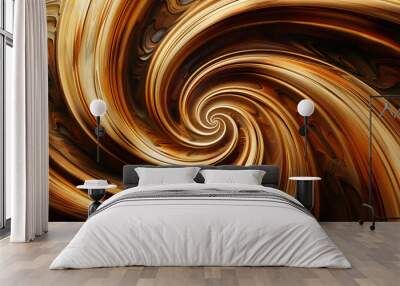 Abstract swirling pattern in warm tones of gold and brown. Wall mural