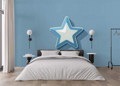 Blue star icon on a blue background. Wall mural