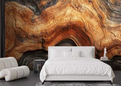 Close-up of wood grain with a wavy pattern and texture. Wall mural