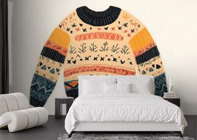 Colorful, patterned sweater with a crew neck. Wall mural