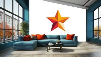 Red and yellow star in a white background. Wall mural