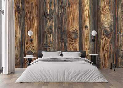 Rustic wood background with natural knots and a weathered texture. Wall mural