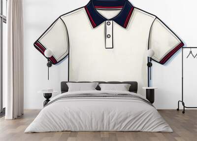 White polo shirt with red and blue trim. Wall mural