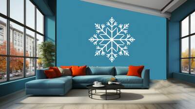 White snowflake on a blue background. Wall mural