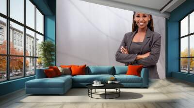 African American businesswoman leader, boss, CEO, financial corporate advisor in full wide banner  Wall mural