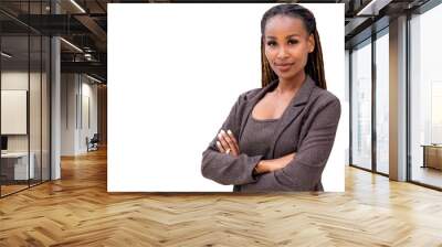 African American female company leader CEO boss executive standing confident with ambition and pride on white background Wall mural