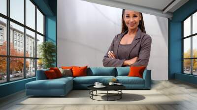 Beautiful female african american business woman CEO, legal, financial, attorney, confident with arms folded Wall mural