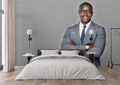 cheerful african american businessman with a charming smile accomplished proud and successful Wall mural