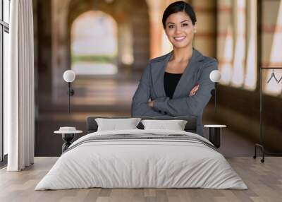 confident successful smiling business woman executive with folded arms Wall mural