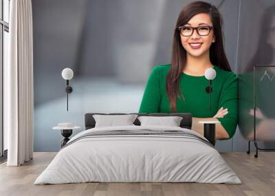 Headshot of cute asian woman professional possibly accountant architect businesswoman lawyer attorney Wall mural