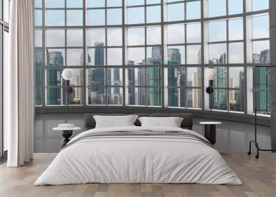 High rise luxury design concept, window grid square pattern with skyline background Wall mural