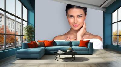 Skincare beauty cosmetic treatment beautiful mixed ethnicity model powerful intense eyes Wall mural