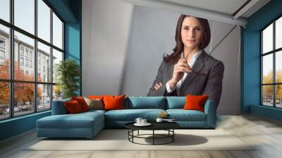 Smart intelligent business woman portrait headshot, ceo, owner, industry leader, global executive Wall mural