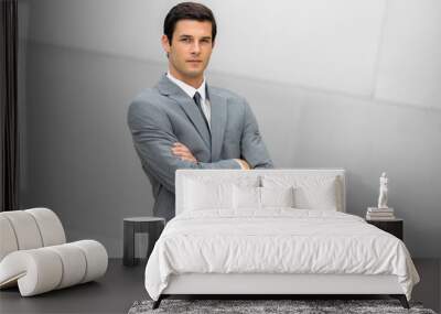 strong handsome confident business man portrait posing with successful posture and pose in a fashion Wall mural