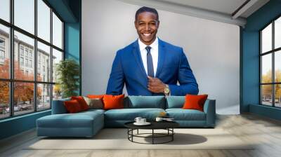 Stylish handsome commercial model business man, executive, corporate professional in modern chic suit, charming smile Wall mural