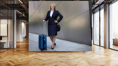 Warm friendly older female executive CEO entrepreneur traveling abroad for business Wall mural