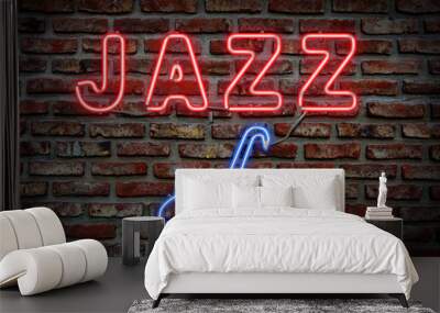 Jazz neon sign. Wall mural