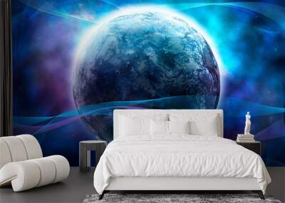 Blue planet in futuristic concept Wall mural