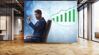 Businessman dreaming of economy and market recovery growth Wall mural