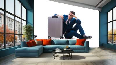 Businessman in business travel concept isolated on white Wall mural