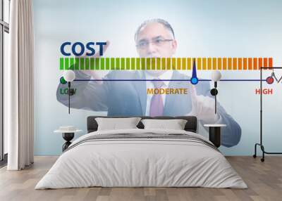 Businessman in cost management concept Wall mural