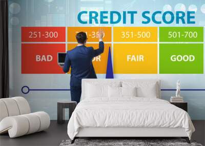 Businessman in credit score concept Wall mural