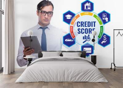 Businessman in credit score concept Wall mural