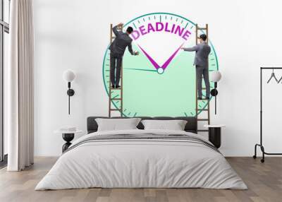 Businessman in deadline and time management concept Wall mural