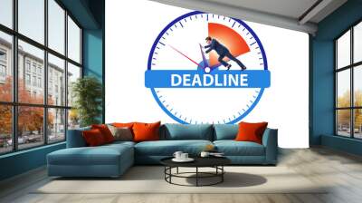 Businessman in deadline and time management concept Wall mural