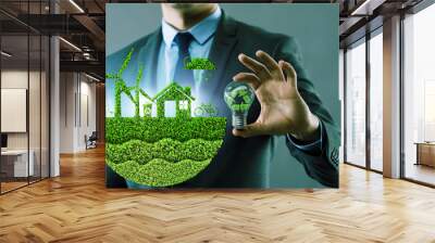 Businessman in ecological green concept Wall mural