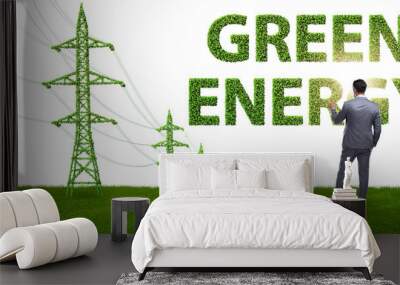 Businessman in green energy concept Wall mural