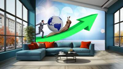 Businessman in slow business global business concept Wall mural