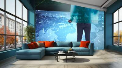 Businessman in stock exchange trading concept Wall mural